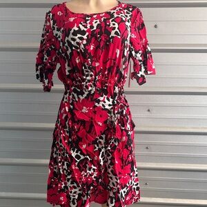 Fantastic Fawn Red, Black & White Midi Dress